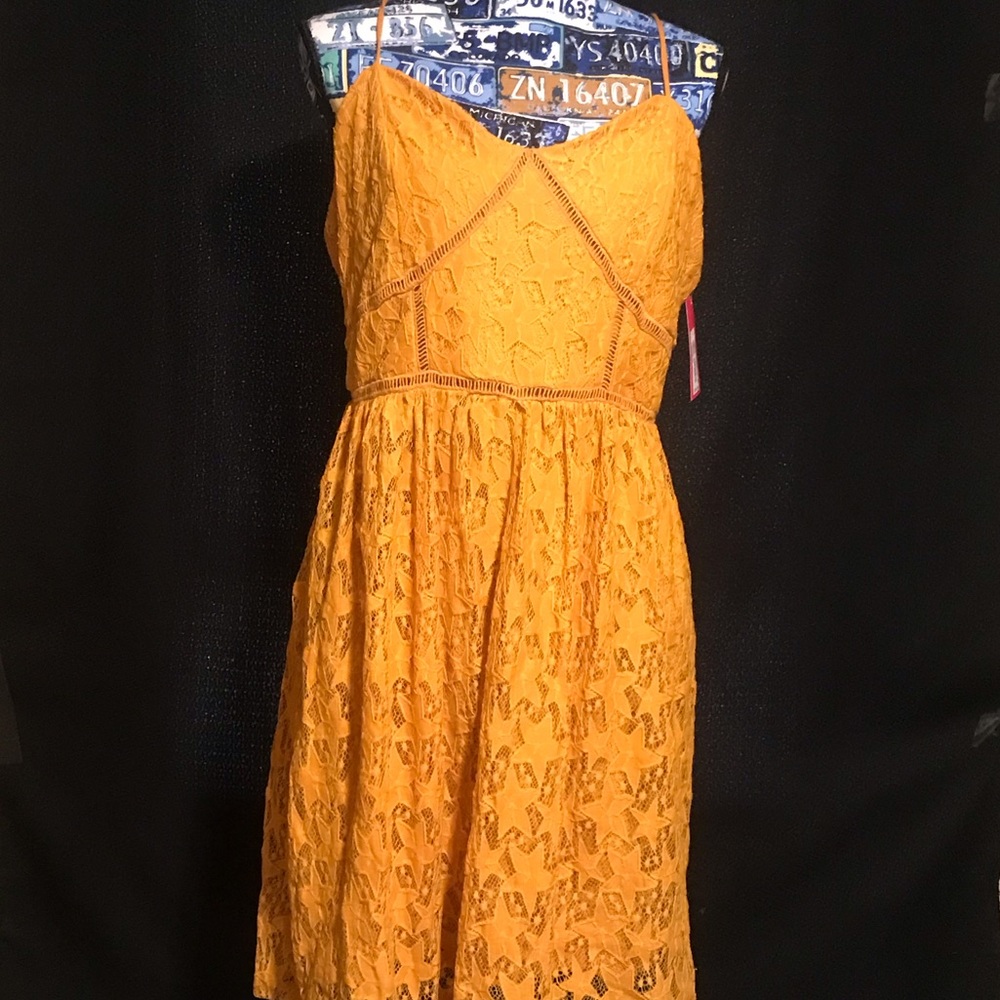 Golden yellow spaghetti strap dress